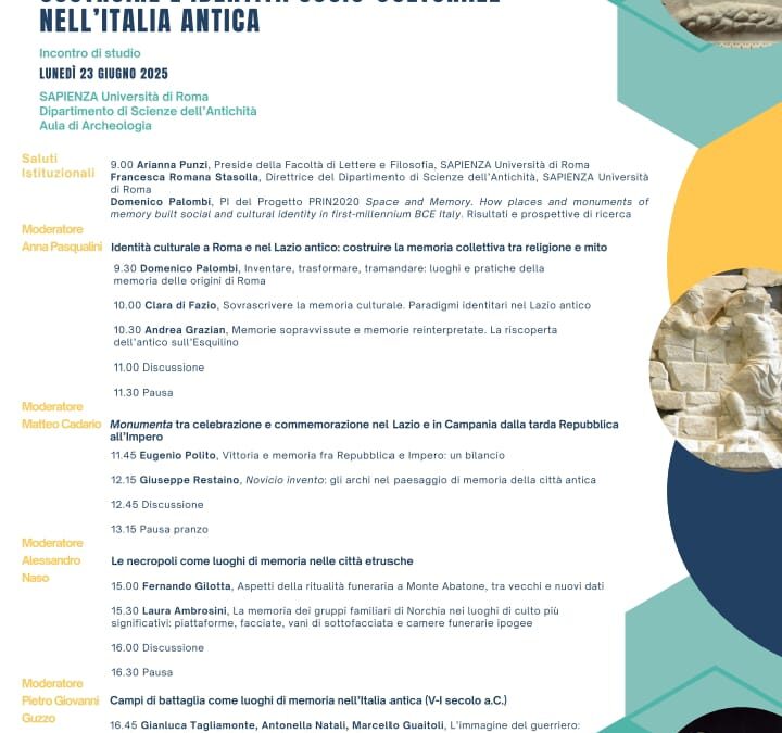 Alla Sapienza un convegno sulla costruzione dell’identità socio-culturale nell’Italia antica