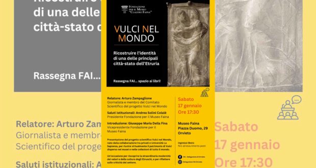 Alla scoperta degli Etruschi: a Orvieto Arturo Zampaglione presenta il progetto ‘Vulci nel mondo’