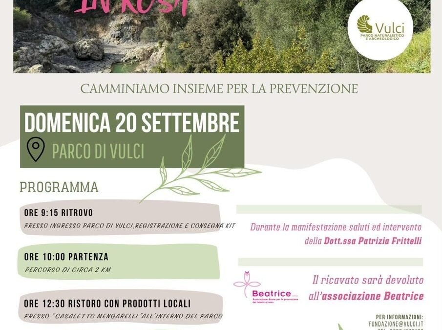Vulci in rosa, passeggiata al parco per promuovere la prevenzione